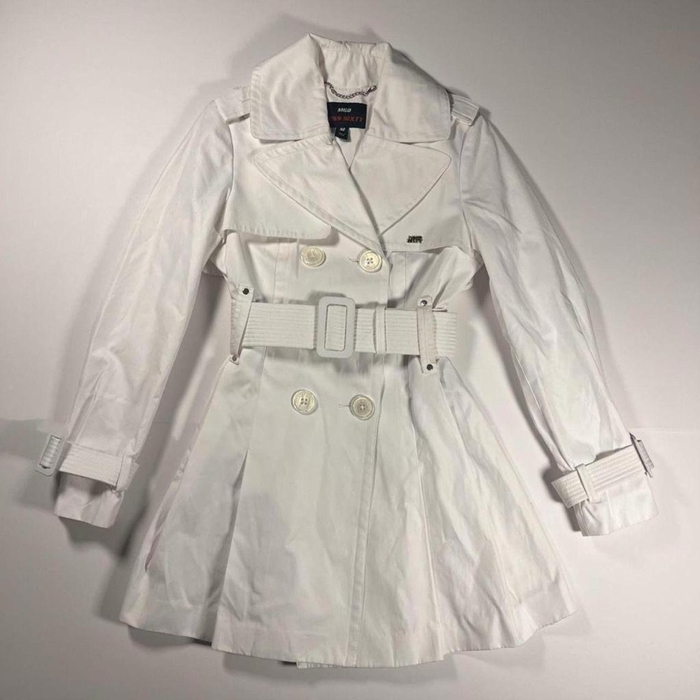 Miss Sixty Vintage Y2K White Double-Breasted Trench Coat